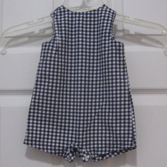 Adorable Gingham Overalls with Embroidered Red Crabs - Picture 5 of 5